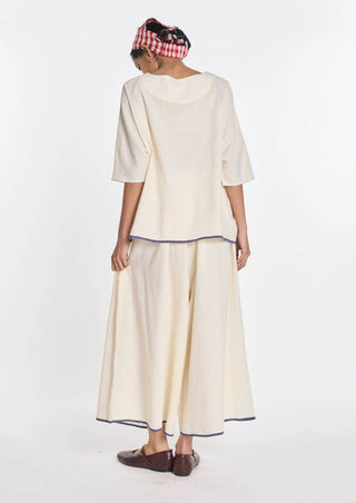 Ivory linen anemone elasticated pant