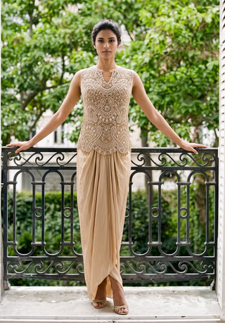Elara gold top and dhoti set