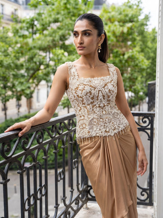 Genevieve gold corset and dhoti set