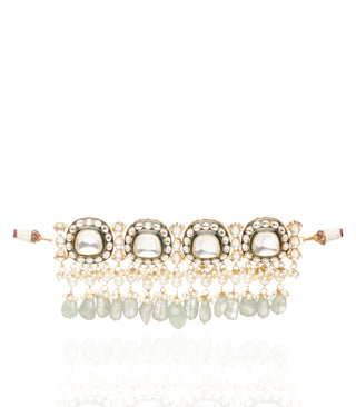 Bhargavi green polki choker and earrings
