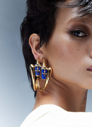 Gold lazuli sculpt hoop earrings