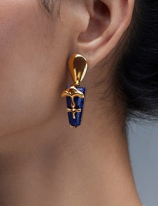 Gold lazuli sculpt earrings