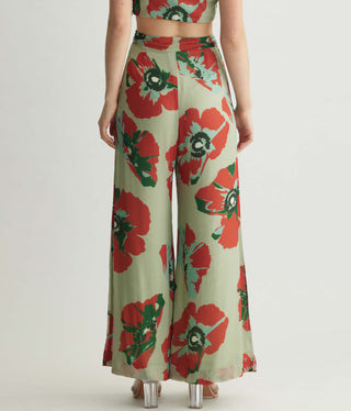 Mint And Red Floral Pant And Cape Set by Koai available on Indiaspopup