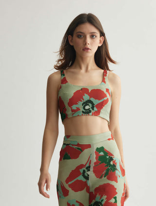 Mint and red floral pant and cape set