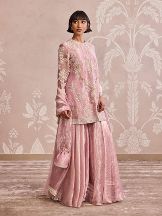 Lilac gold kurta and sharara set