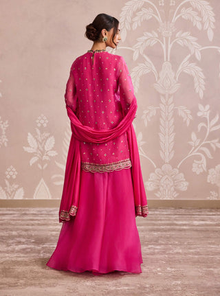 Royal fuchsia organza kurta and sharara set