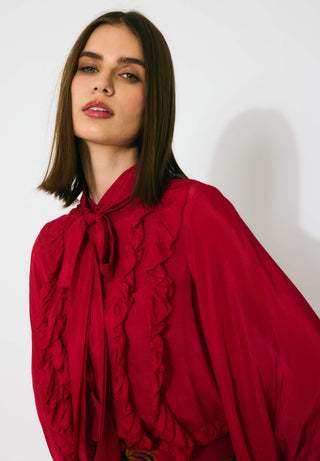 Red plain frill top and skirt