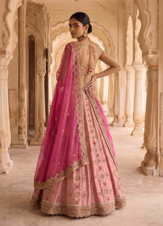Gulab jadau pink lehenga set