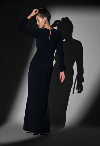 Indigo blue front slit dress