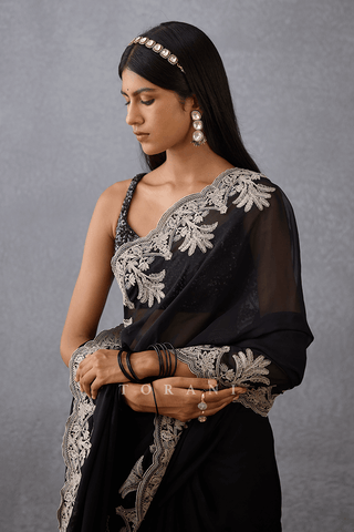 Torani-Raat Rani Afrah Guncha Sari And Blouse-INDIASPOPUP.COM