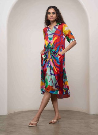Alya draped shirt dress