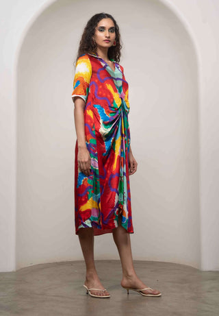 Alya draped shirt dress
