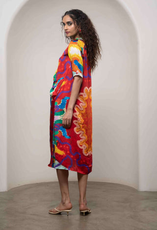 Alya draped shirt dress