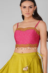 Devyani Mehrotra-Magenta Green Cropped Top And Skirt-INDIASPOPUP.COM