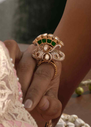 Mahi green polki ring
