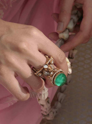 Geetika green polki ring