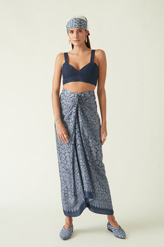 Payal Pratap-Yapen Navy Knotted Skirt-INDIASPOPUP.COM