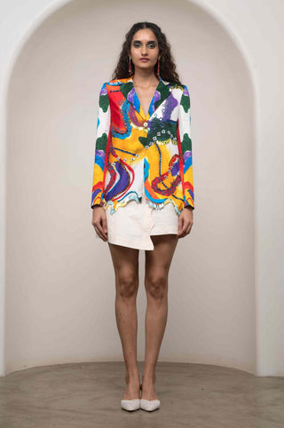 Ruel wavy blazer with mini skirt