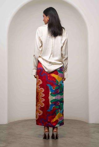 Alya printed skirt with plain shirt
