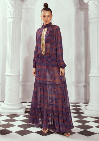 Nikita Mhaisalkar-Multicolor Print Sheer Maxi Gown-INDIASPOPUP.COM
