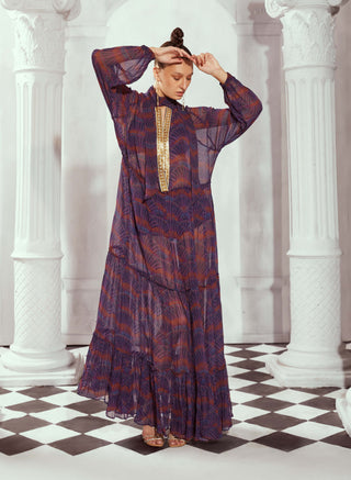 Nikita Mhaisalkar-Multicolor Print Sheer Maxi Gown-INDIASPOPUP.COM