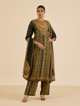 Black and olive ashina kurta set