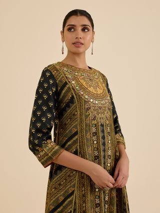 Black and olive ashina kurta set