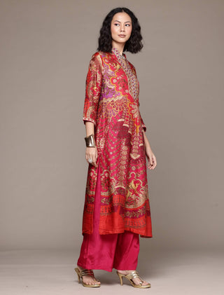 Fuschia and purple jasbira kurta set