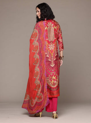 Fuschia and purple jasbira kurta set