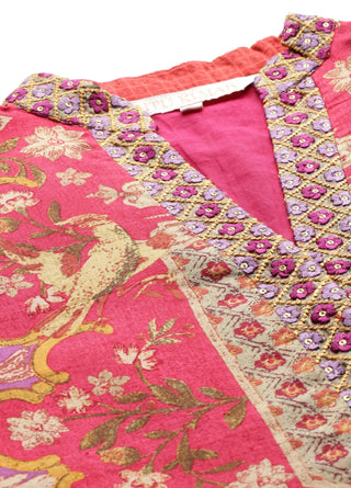 Fuschia and purple jasbira kurta set