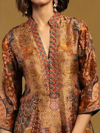 Indigo and beige jasbira kurta set