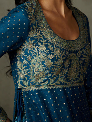 Ri.Ritu Kumar-Midnight Blue Kurta And Garara Set-INDIASPOPUP.COM