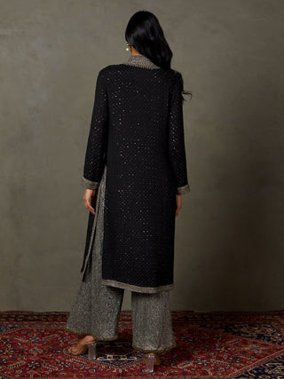 Ri.Ritu Kumar-Black And Grey Shivalika Kurta Set-INDIASPOPUP.COM