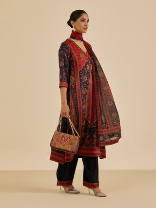 Black and burgundy apsara kurta set