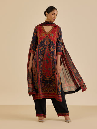 Black and burgundy apsara kurta set