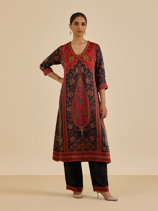 Black and burgundy apsara kurta set