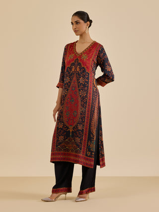 Black and burgundy apsara kurta set