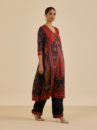 Black and burgundy apsara kurta set