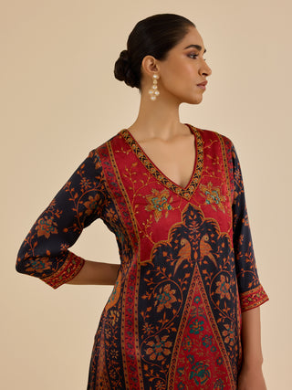 Black and burgundy apsara kurta set