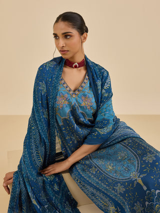 Blue and turquoise apsara kurta set