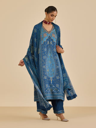 Blue and turquoise apsara kurta set