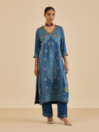 Blue and turquoise apsara kurta set