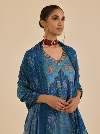 Blue and turquoise apsara kurta set