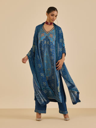 Blue and turquoise apsara kurta set