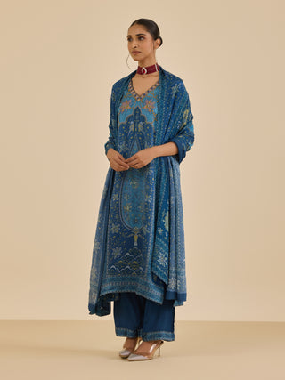 Blue and turquoise apsara kurta set