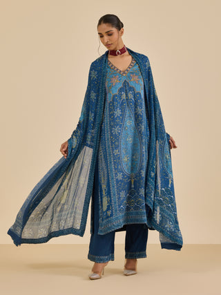 Blue and turquoise apsara kurta set