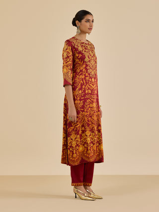 Burgundy and rust nia kurta set