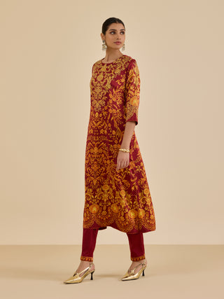 Burgundy and rust nia kurta set