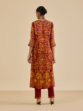 Burgundy and rust nia kurta set