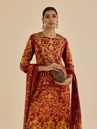 Burgundy and rust nia kurta set